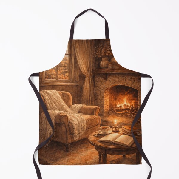 Item preview, Cozy Cottage Fireplace – Autumn Reading Nook Victorian Cottagecore Art designed and sold by ArtFreshStudio.