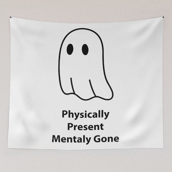 Item preview, Physically Present Mentally Gone Funny Ghost Shirt, Introvert Humor Tee, Socially Tired Quote T-Shirt, Cute Minimal Ghost Design designed and sold by Design-Pro-21.