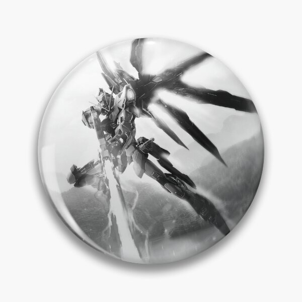 Item preview, black white Strike Freedom Gundam full colour ZGMF-X20A illustration digital art designed and sold by sabartgunpla.