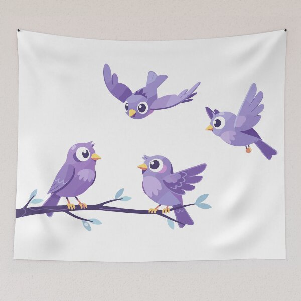 Item preview, Cute Purple Bird Friends on a Cozy Branch designed and sold by Anvc-Art.