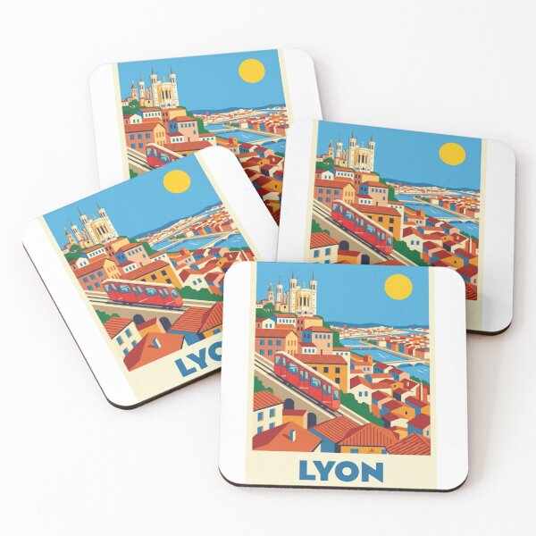 Item preview, Lyon Travel Poster – Fourviere Basilica Illustration – France Neo Retro City Wall Art designed and sold by jlg-creative.