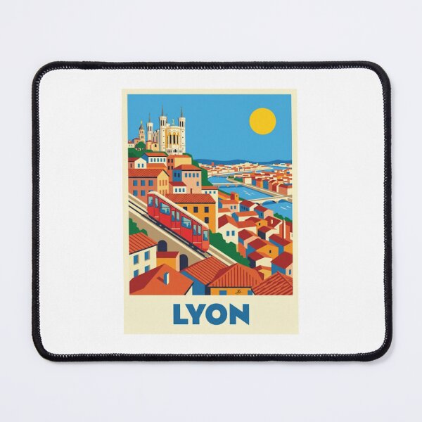 Item preview, Lyon Travel Poster – Fourviere Basilica Illustration – France Neo Retro City Wall Art designed and sold by jlg-creative.