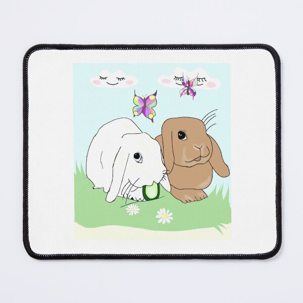Item preview, Cute Holland Lop Bunnies in Kawaii Spring Landscape with Butterflies designed and sold by Najomiartstudio.