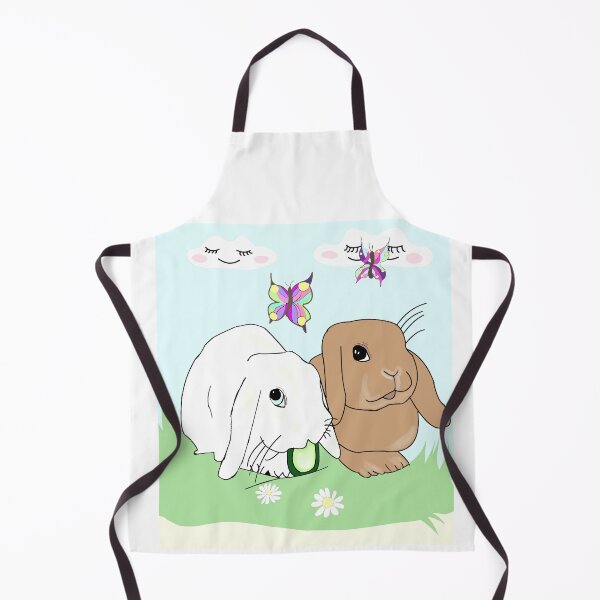 Item preview, Cute Holland Lop Bunnies in Kawaii Spring Landscape with Butterflies designed and sold by Najomiartstudio.