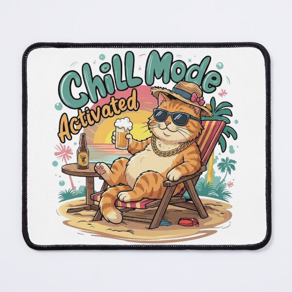 Item preview, Funny Chill Mode Activated Beach Cat designed and sold by WelLarsDigitals.