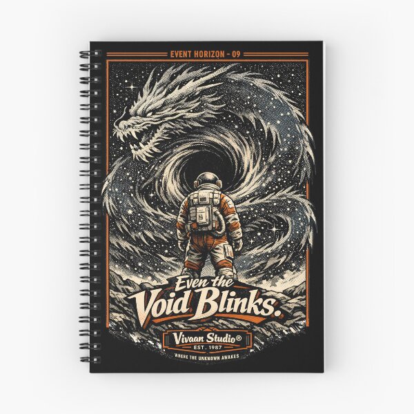 Item preview, Even the Void Blinks - Mythical Space Dragon and Taikonaut Aesthetic, Minimalist Cosmic Horror Event Horizon Art, Hand-Drawn Stipple Dot Starfield Galaxy, Zen Astronaut Dark Academia Illustration designed and sold by Vivaan Studio.