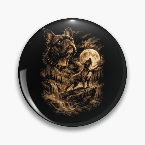 Item preview, French Bulldog Howling Moon Dog Fantasy Forrest Wilderness designed and sold by michealhunttt.