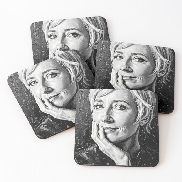 Item preview, The Insightful Muse: Emma Thompson Elegant Monochrome Impasto Portrait designed and sold by Art's Diner.