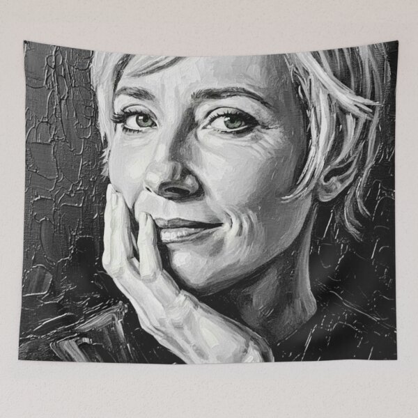 Item preview, The Insightful Muse: Emma Thompson Elegant Monochrome Impasto Portrait designed and sold by Art's Diner.
