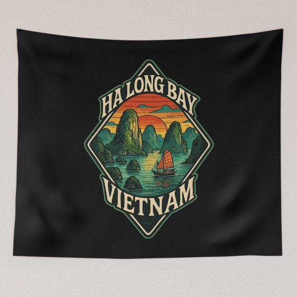 Item preview, Ha Long Bay Vietnam Retro designed and sold by TomFrontierArt.