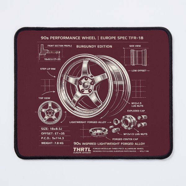 Item preview, TFR-18 Burgundy Edition – 90s Performance Wheel Blueprint | THRTL Europe Division designed and sold by ClassicThrottle.