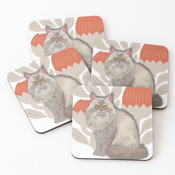 Item preview, Turkish Angora Illustration with Botanical Background designed and sold by Swanke Studio.