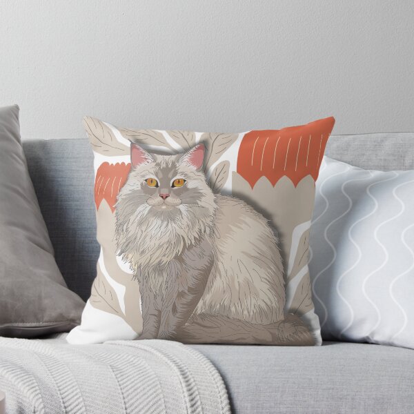 Item preview, Turkish Angora Illustration with Botanical Background designed and sold by Swanke Studio.