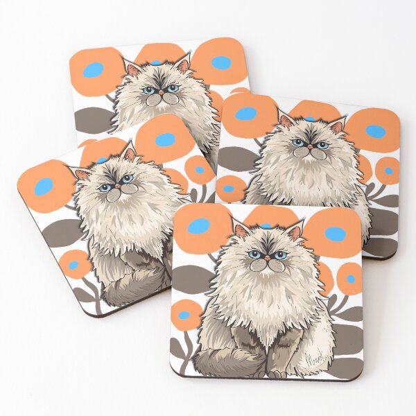 Item preview, Persian Cat Illustration with Botanicals designed and sold by Swanke Studio.