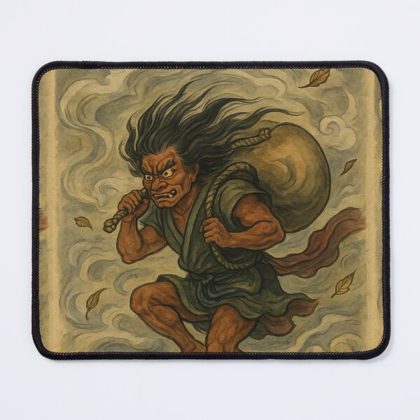 Item preview, Fujin Japanese Wind God Mythical Spirit designed and sold by mythographiaart.
