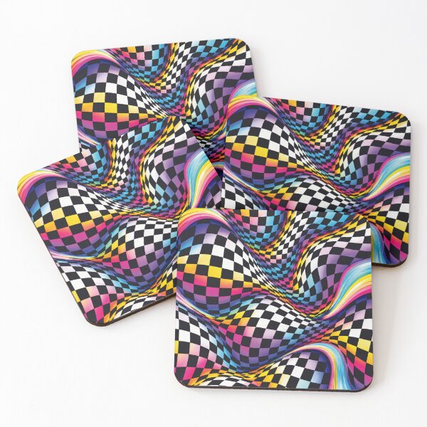 Item preview, Psychedelic Wavy Checkerboard Rainbow Warp designed and sold by Raddoodles.