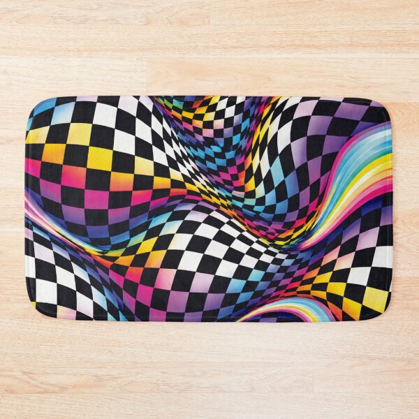 Item preview, Psychedelic Wavy Checkerboard Rainbow Warp designed and sold by Raddoodles.