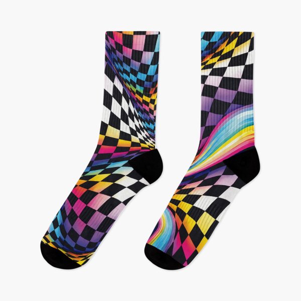 Item preview, Psychedelic Wavy Checkerboard Rainbow Warp designed and sold by Raddoodler.