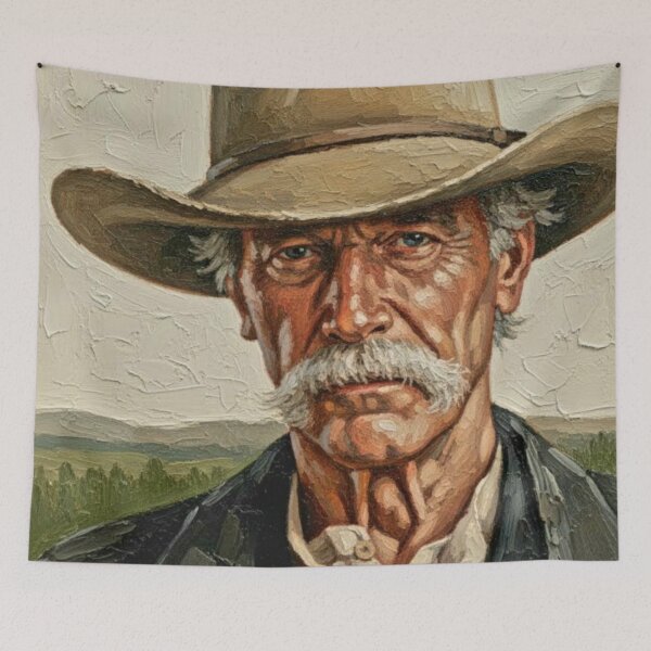 Item preview, The Frontier Marshal: Sam Elliott Rugged Impasto Portrait designed and sold by Art's Diner.