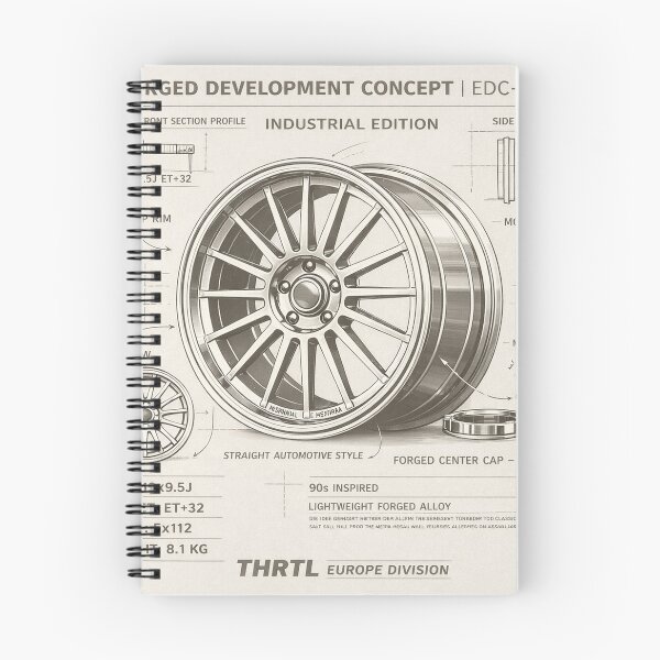 Item preview, EDC-19 Industrial Edition – 90s Performance Forged Development Concept Blueprint Poster designed and sold by ClassicThrottle.