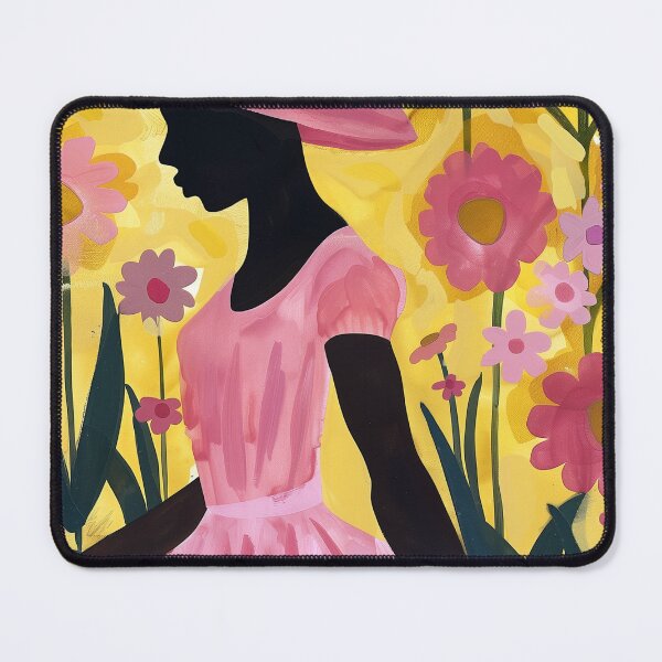 Item preview, Afro Woman in Tropical Landscape - Minimalist Art with Pastel Tones and Golden Sun designed and sold by Hipatye26.