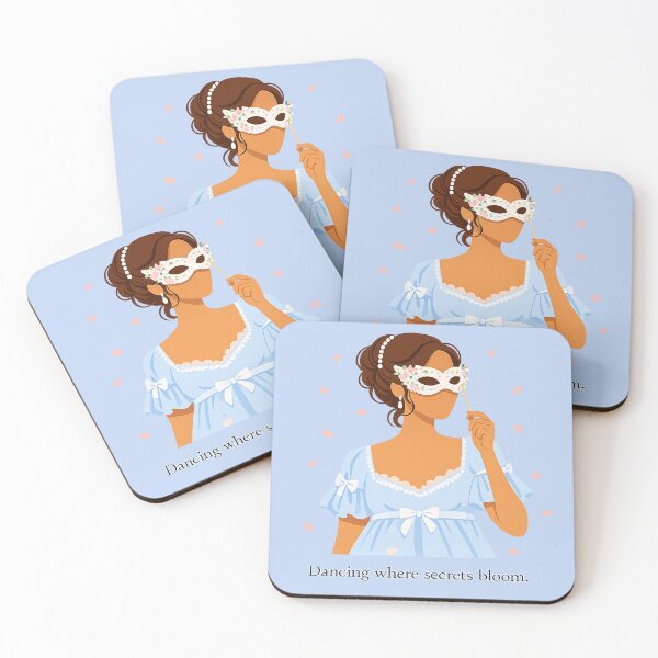Item preview, Dancing Where Secrets Bloom – Regency Blue Masquerade Illustration designed and sold by BumbleVee ☀️.