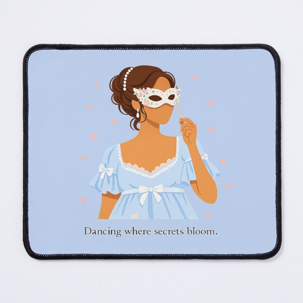 Item preview, Dancing Where Secrets Bloom – Regency Blue Masquerade Illustration designed and sold by BumbleVee ☀️.