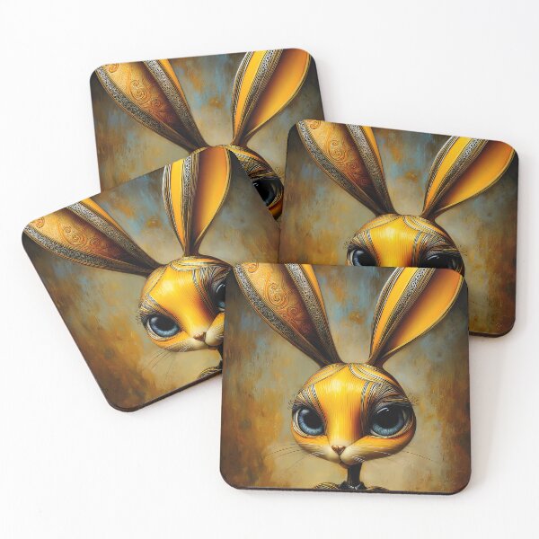 Item preview, Surreal portrait of a rabbit with blue eyes in vintage style designed and sold by WhimsyArt ○ Studio.