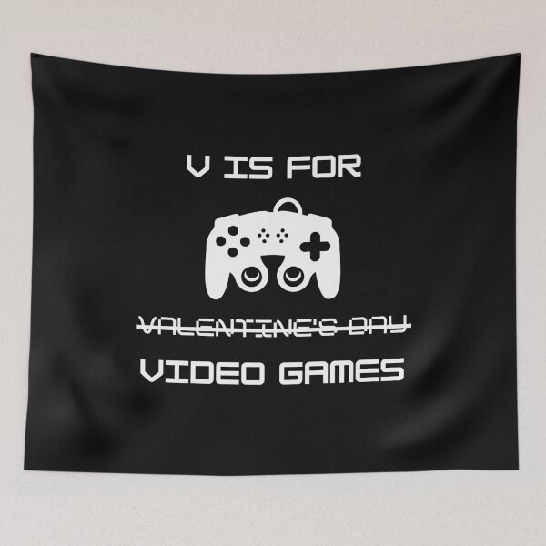 Item preview, V is for video games, video game valentine, romantic humor, funny valentine's, gaming love, gift for valentines designed and sold by sirina2796.