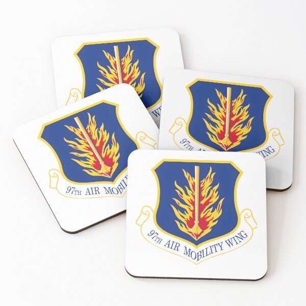 Item preview, 97th Air Mobility Wing Altus AFB Military Heraldic Flaming Spear Shield designed and sold by CharlieDesings.