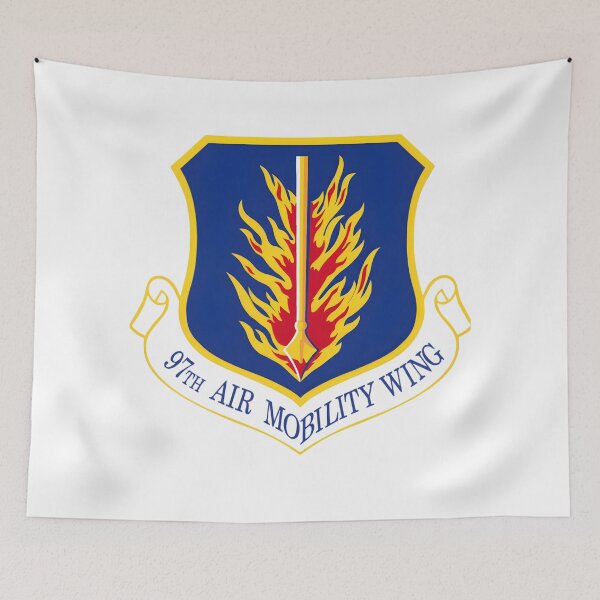 Item preview, 97th Air Mobility Wing Altus AFB Military Heraldic Flaming Spear Shield designed and sold by CharlieDesings.
