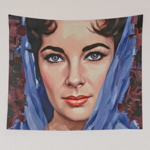 Item preview, Violet Elegance: Elizabeth Taylor Luminous Impasto Portrait designed and sold by Art's Diner.