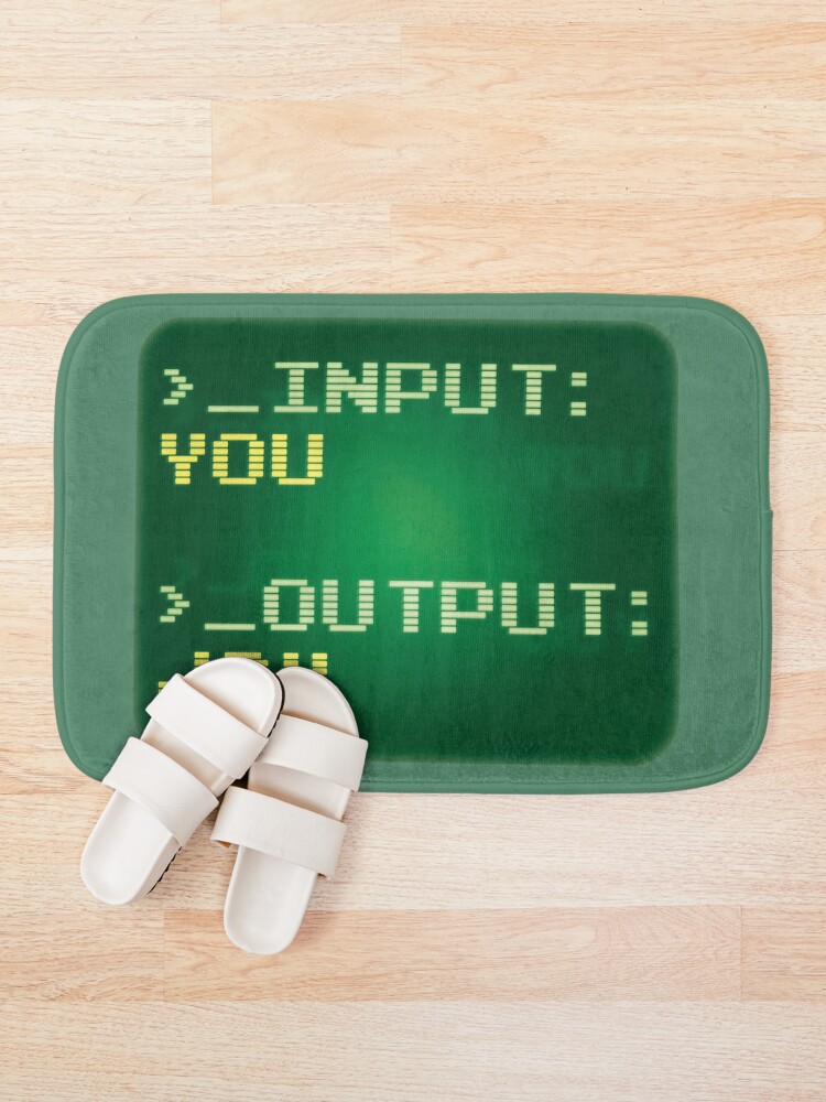 Thumbnail 1 of 6, Bath Mat, Computer Script You = Joy designed and sold by RKD-Creative.