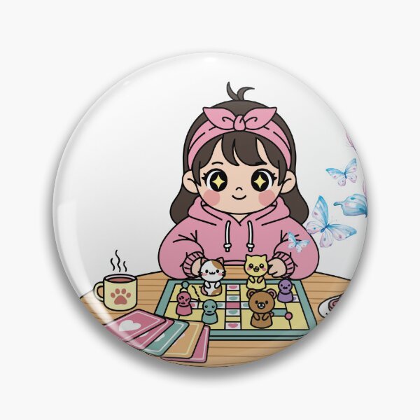 Item preview, Pink Girl Playing Ludo with Butterflies – Cute Aesthetic Art” designed and sold by LilLunabySandra.