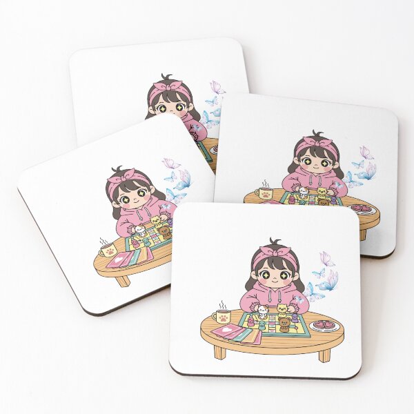 Item preview, Pink Girl Playing Ludo with Butterflies – Cute Aesthetic Art” designed and sold by LilLunabySandra.