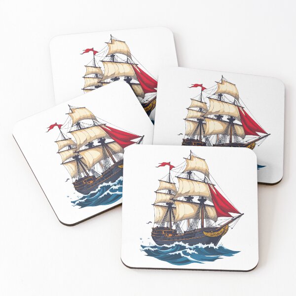 Item preview, Vintage Sailing Ship Illustration – Nautical Tattoo Style designed and sold by sorryNOTsorry.brand.