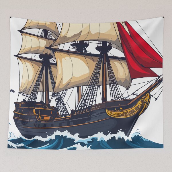 Item preview, Vintage Sailing Ship Illustration – Nautical Tattoo Style designed and sold by sorryNOTsorry.brand.
