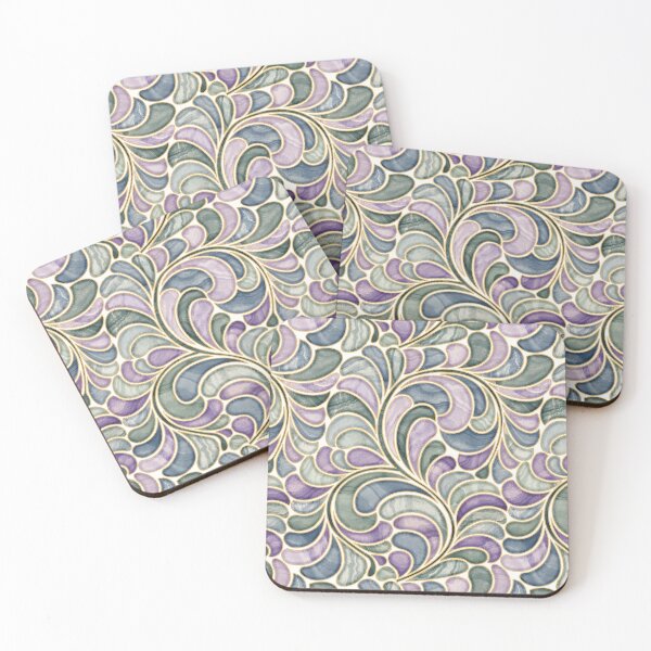 Item preview, Marble Mosaic Fern Leaves - Peacock Gems designed and sold by TigaTiga.