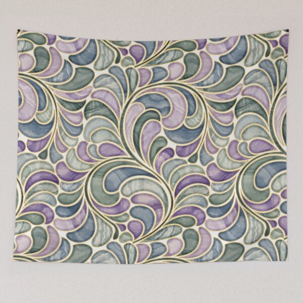 Item preview, Marble Mosaic Fern Leaves - Peacock Gems designed and sold by TigaTiga.