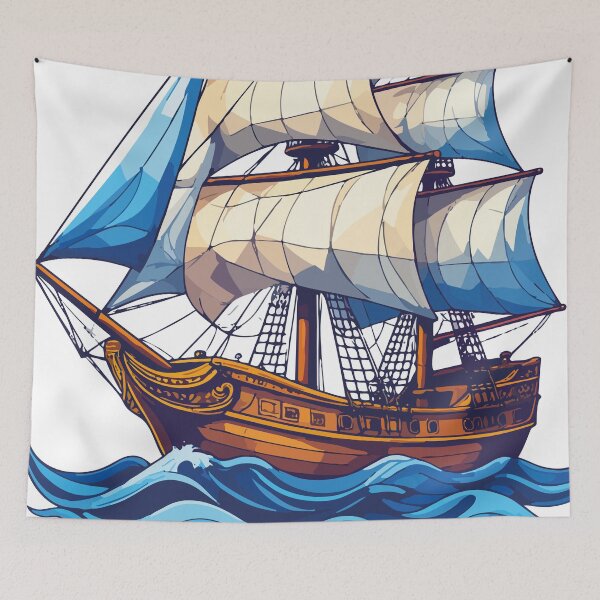 Item preview, Vintage Sailing Ship – Nautical Illustration in Classic Tattoo StyleVintage Sailing Ship – Nautical Illustration in Classic Tattoo Style designed and sold by sorryNOTsorry.brand.