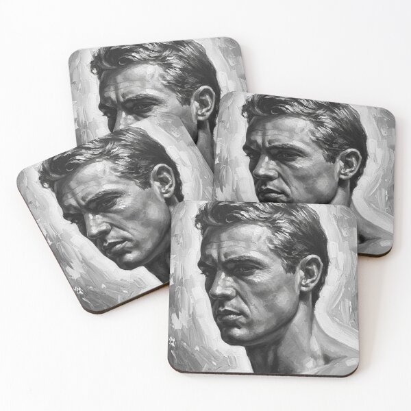 Item preview, The Defiant Gaze: Steve McQueen High-Contrast Noir Impasto designed and sold by Art's Diner.