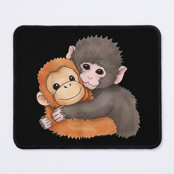 Item preview, Sweet Watercolor Punch Monkey Hugging Plushie Aesthetic Baby Macaque Animal Illustration designed and sold by MiteKangerin.
