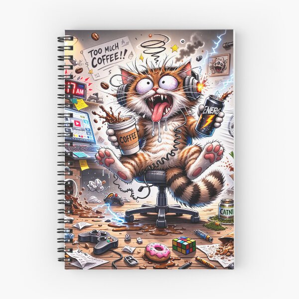 Item preview, Too Much Coffee – Crazy Caffeinated Cat Meme Illustration designed and sold by Dominik1994.
