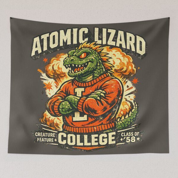Item preview, Atomic Lizard College Mascot Vintage Design designed and sold by Retr0Tshirts.