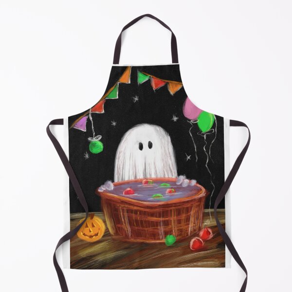 Item preview, Little Ghost Bobbing for Apples - Halloween Party Night designed and sold by ArtbyPriscilla.