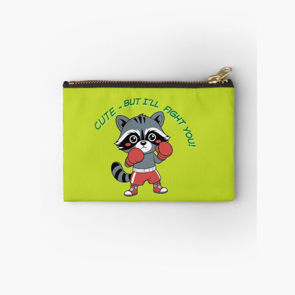 Aperçu de l'œuvre Mignonne, mais je me battrai ! | Design de boxeur raton laveur impertinent créée et vendue par MMPrintsDesign.