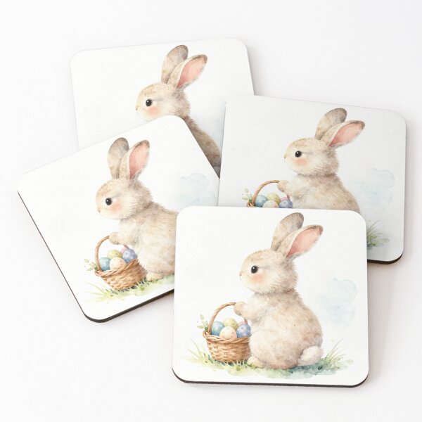 Item preview, Cute Watercolor Bunny with Easter Eggs – Soft Pastel Illustration designed and sold by myforestfog.