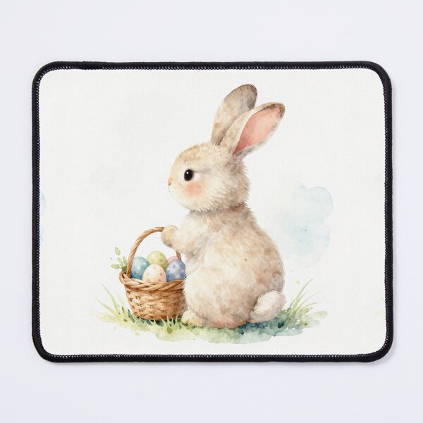 Item preview, Cute Watercolor Bunny with Easter Eggs – Soft Pastel Illustration designed and sold by myforestfog.