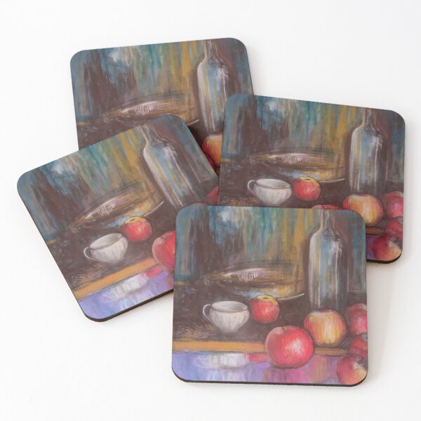 Item preview, Pastel drawing with a cup, plate and red fruits designed and sold by Monettess.