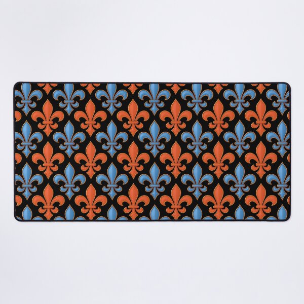 Item preview, Blue And Orange Fleur-de-lis Design On Black  designed and sold by PatternTitan.